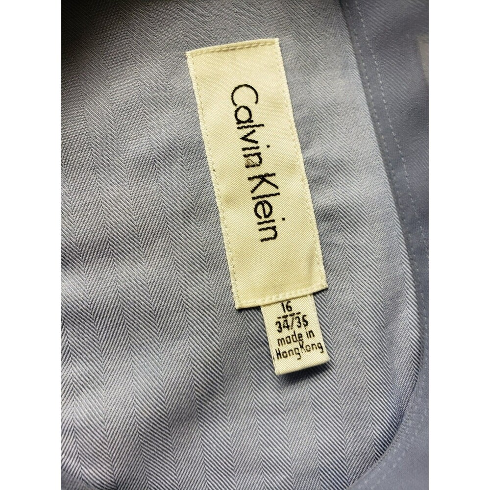 Calvin Klein Designer's Men's Long Sleeve Blue Dress Shirt 16" 34" x 35" NEW - Picture 9 of 11